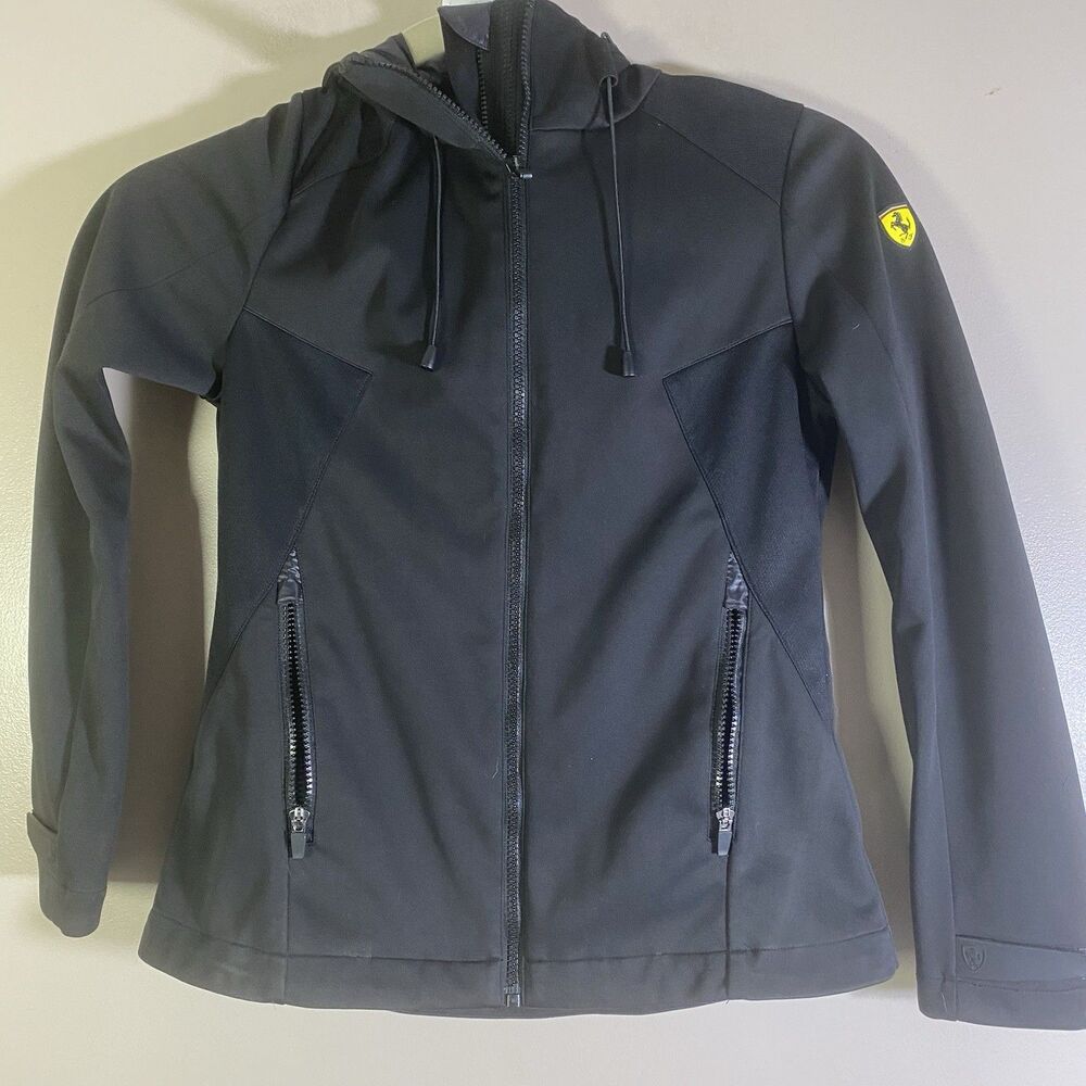 Scuderia Ferrari  Hoodie Jacket Womens XS Softshell Black Full Zip Long Sleeve